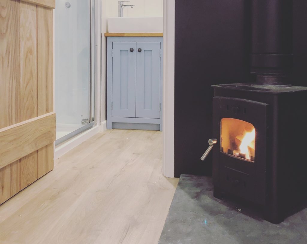 Our shepherds hut in Yorkshire has a log burner to keep you cosy.